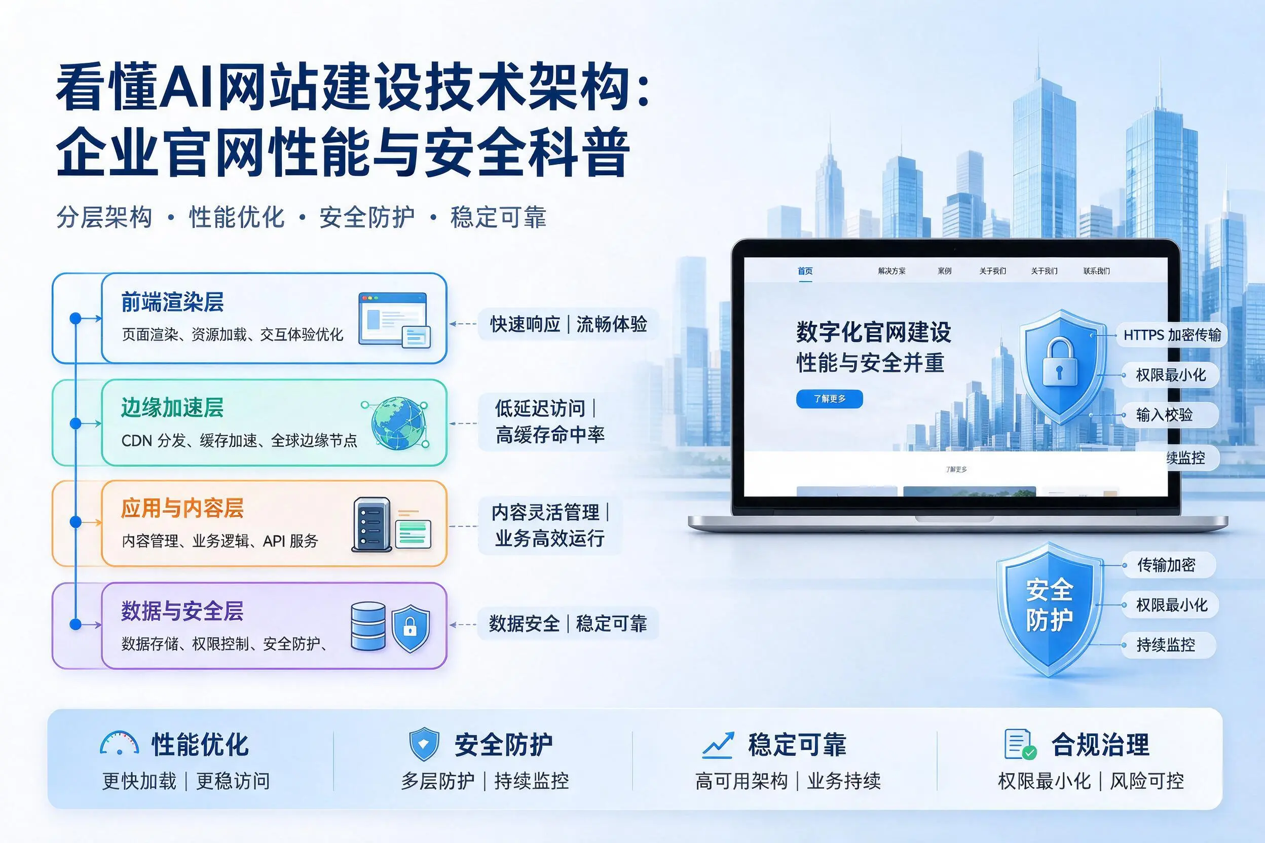 看懂AI网站建设技术架构：大庆企业官网性能与安全科普