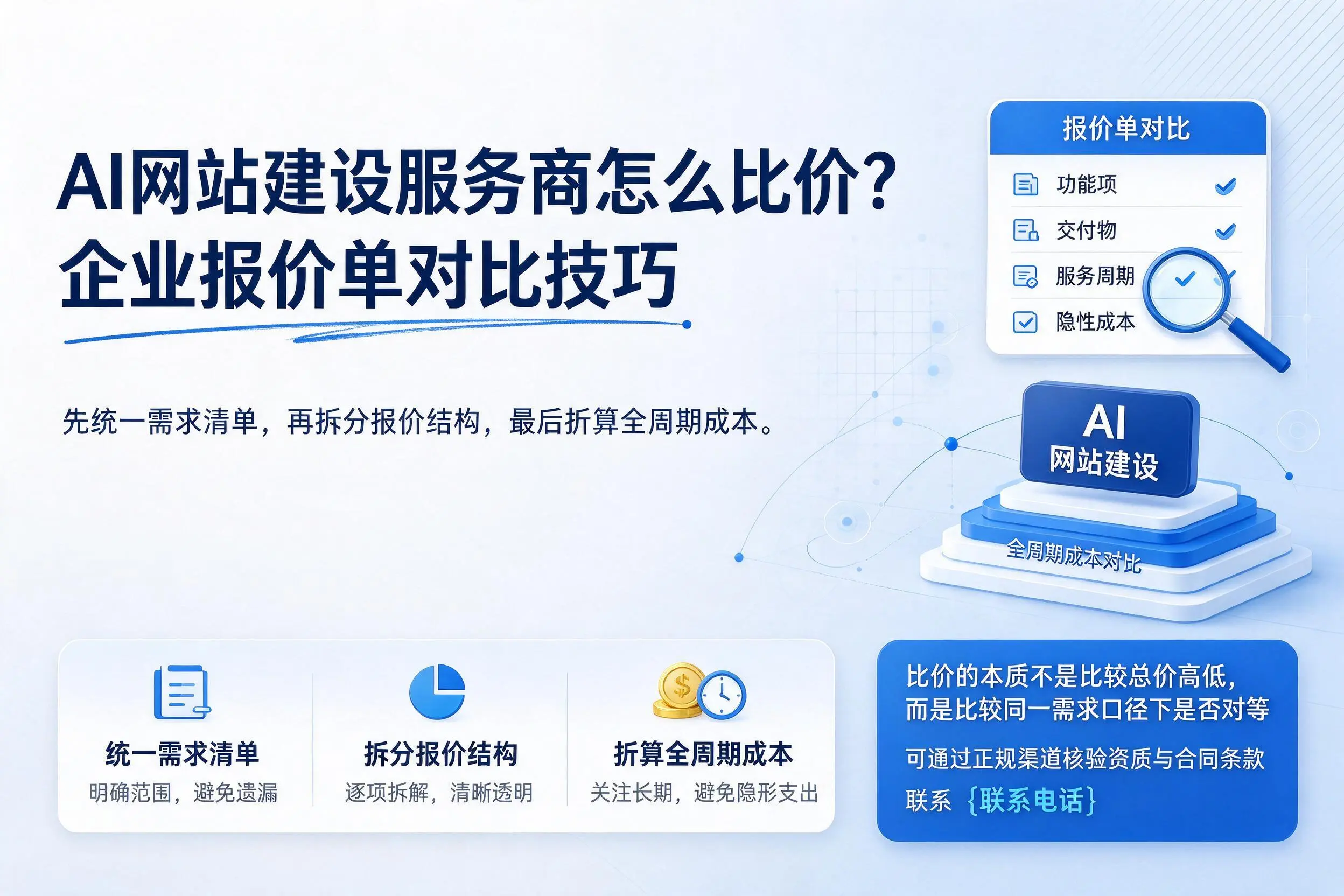 AI网站建设服务商怎么比价？大庆企业报价单对比技巧