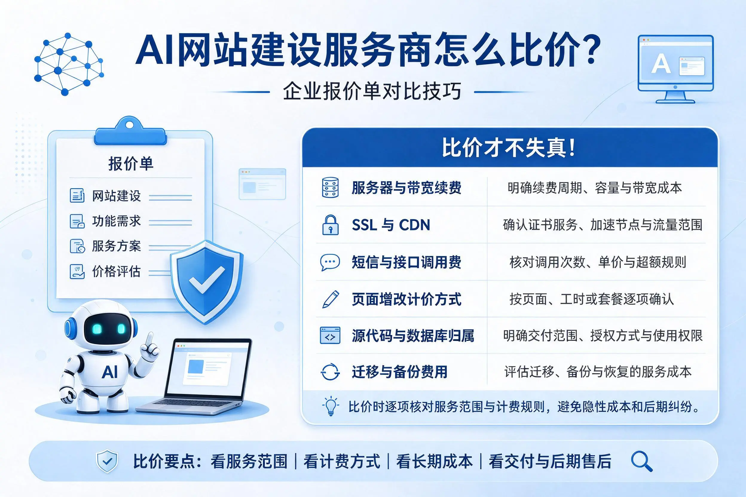 AI网站建设服务商怎么比价？大庆企业报价单对比技巧